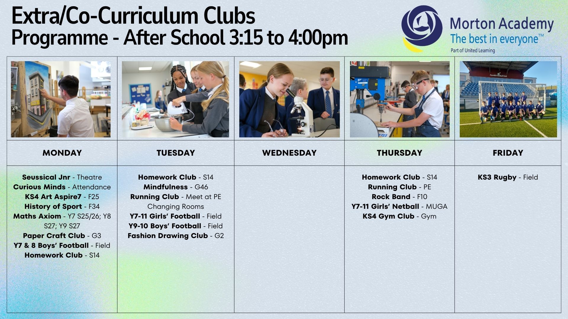 Co-Curriculum Timetable 2